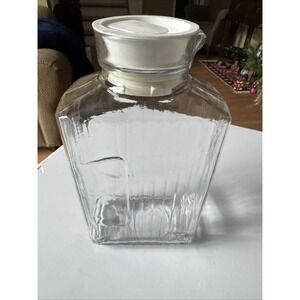 Anchor Hocking Bistro Ribbed Glass Pitcher & Lid 2-qt, 64oz, 1/2 Gal 7016 MCM